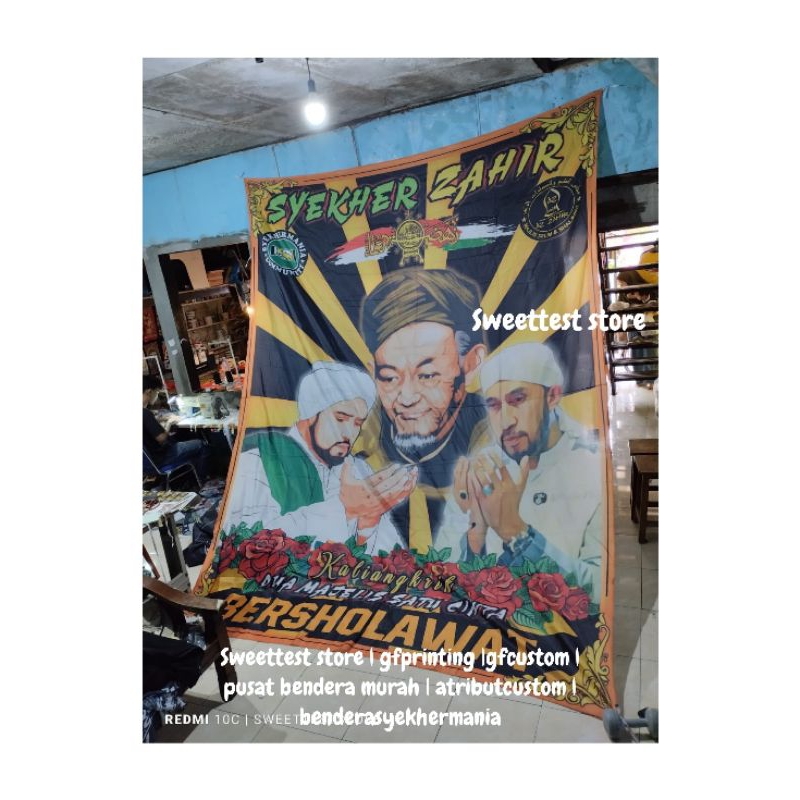 BENDERA MAJELIS SYEKHERMANIA AZZAHIR DAN MAFIASHOLAWAT BONUS STIKER BISA COD DESAIN TERLARIS