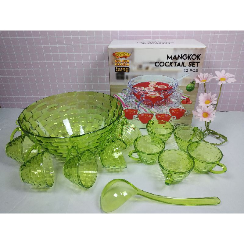 Grosir Melamine Mangkok Coktail Set 11 inci 10 gelas Golden Dragon 888SET-1 - Mangkok Es Buah coktai