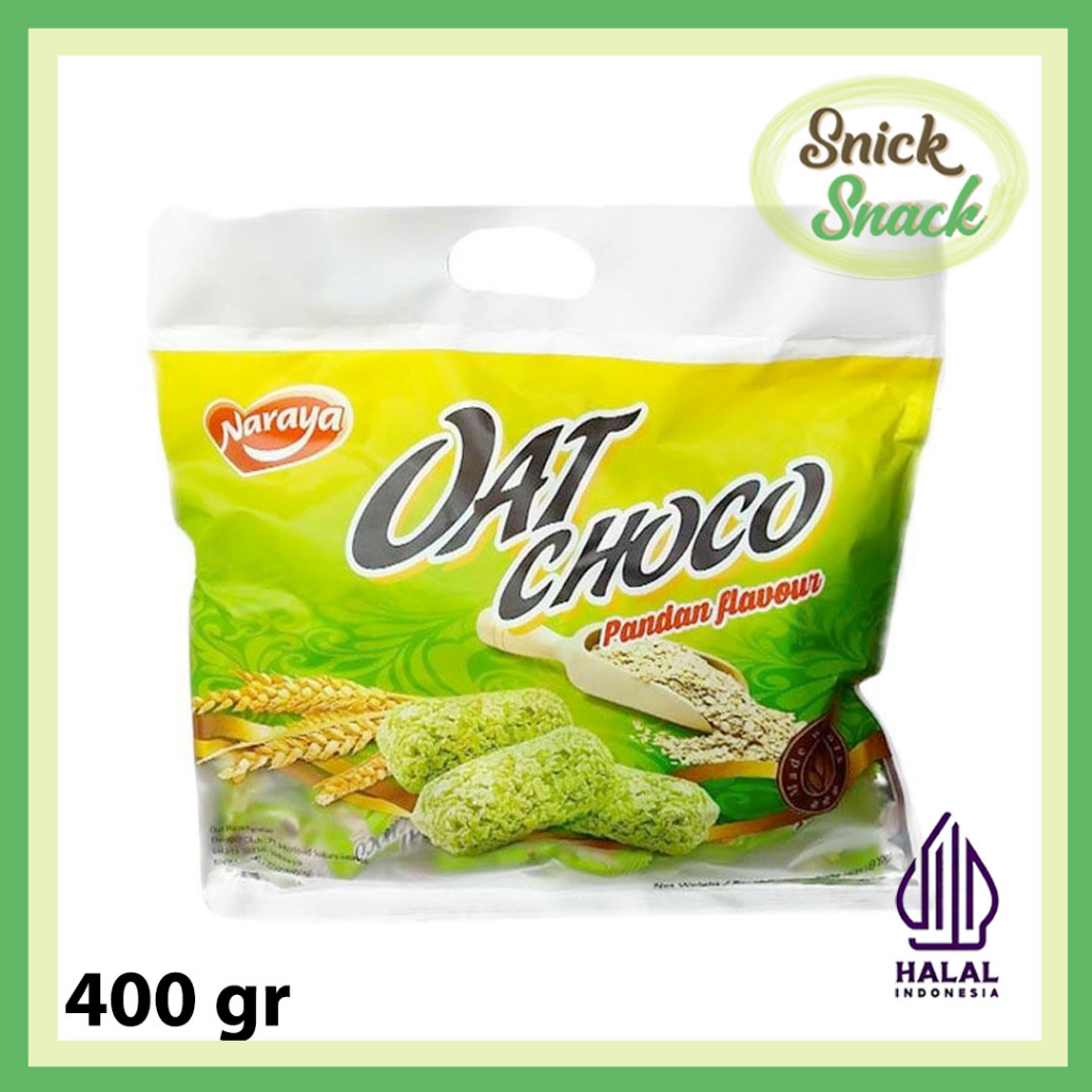 

Naraya Oat Choco Rasa Pandan 400 gr Pouch Besar Snack Sereal Oats Cereal Bar