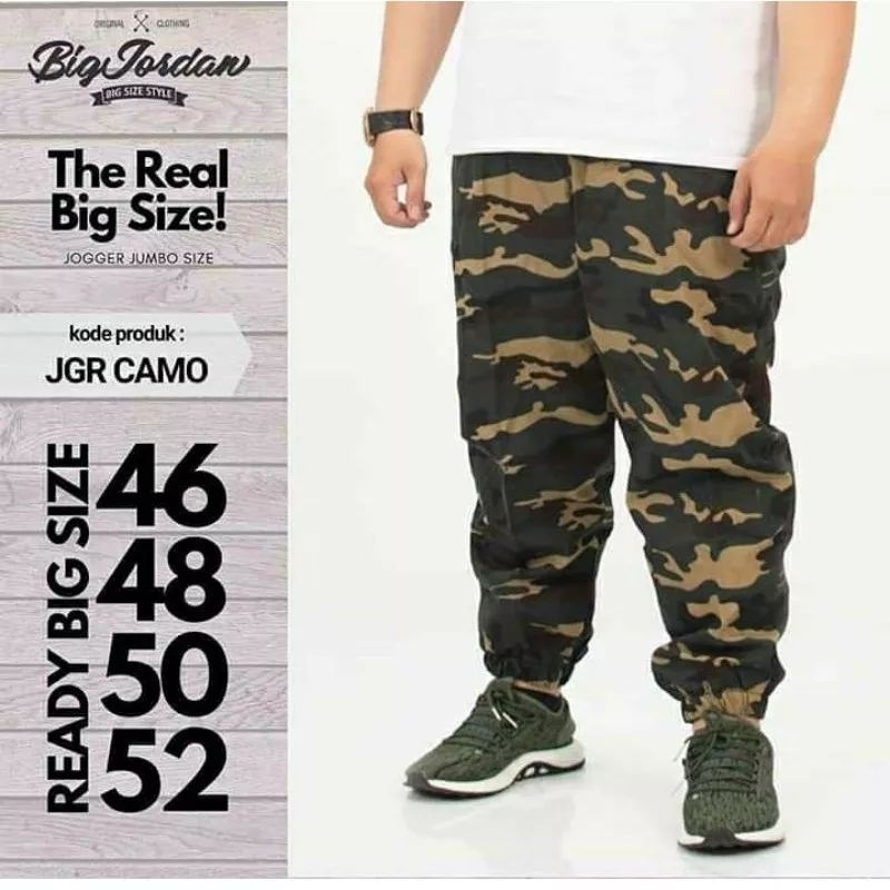 TERLARIS BIG JORDAN ORIGINAL JOGGER ARMY, CELANA JOGGER ARMY MOCCA, Ready Size 42 44 46 48 50 52