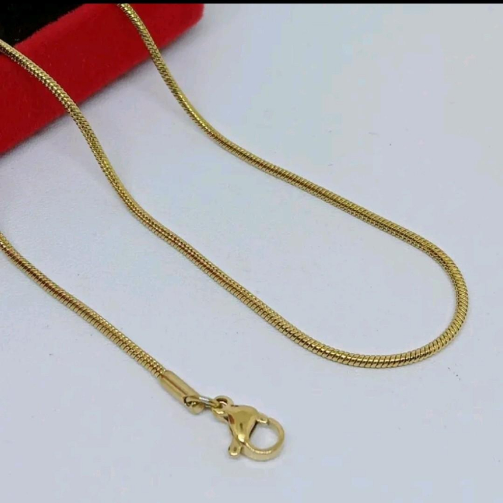 KALUNG TITANIUM PRIA WANITA ANTI KARAT ANTI LUNTUR TITANIUM BULAT SILVER GOLDkalung terlaris terbaru