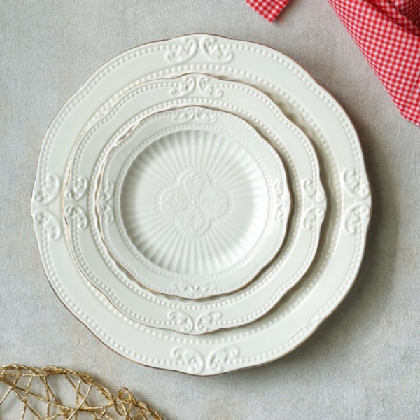 

Murah Rococo saji makan piring / Unik in 10 piring Flat Embossed Plate /