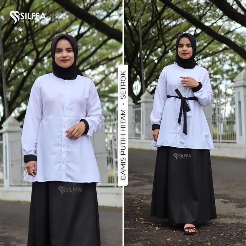 06.GAMIS PUTIH HITAM MODEL SETELAN ROK . SERAGAM PDH . BAJU KERJA