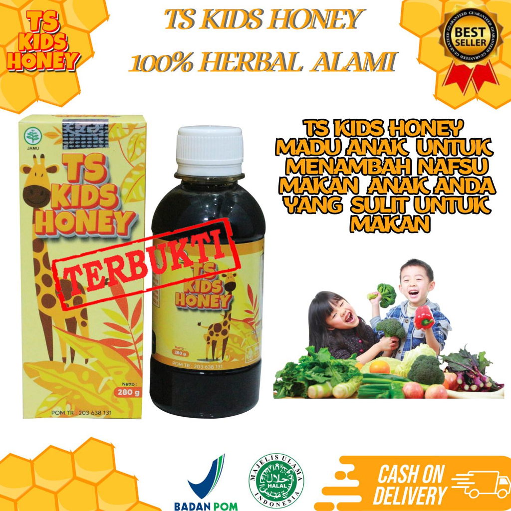TS Kids Honey - Obat Penambah Nafsu Makan Anak Ts Kids Honey/Obat Gemuk Badan/Penggemuk Badan/Obat Penambah Nafsu Makan Sehat Herbal/ Vitamin Penambah Nafsu Makan/Madu Herbal Untuk Penambah Nafsu Makan Anak 2 Tahun Ke Atas