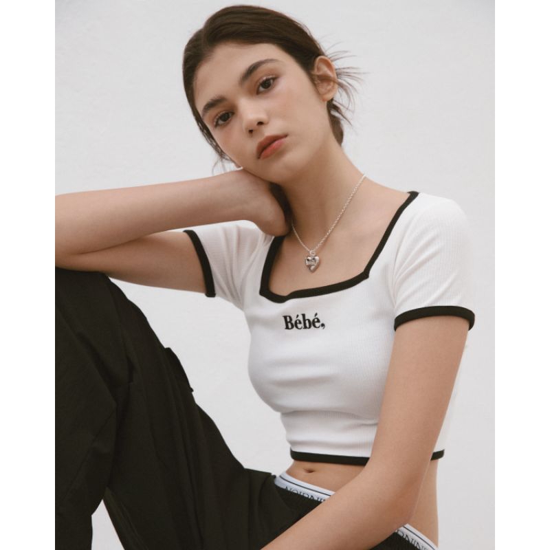 Noirnine Bebe Square Neck Ripped Top (Pre-Order)