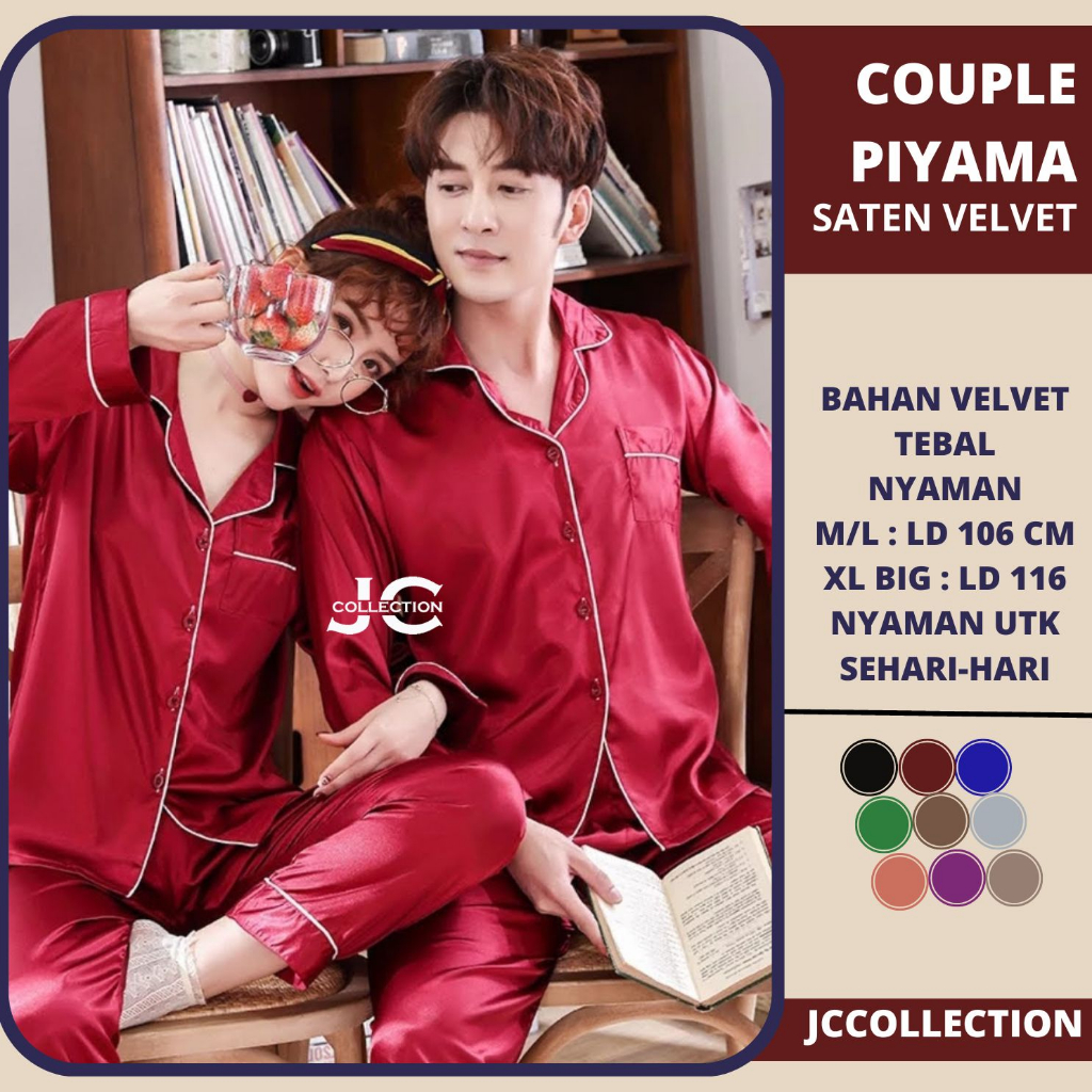 Baju Tidur couple pasangan murah / piyama couple pasangan / Piyama Satin Couple  - JCCollections