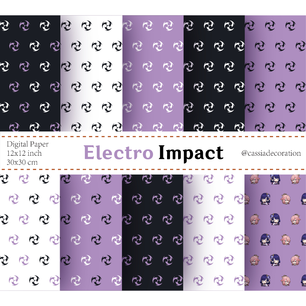 

Electro Impact DIGITAL PAPER Genshin Impact Element Series for scrapbooking, cards, invitations, wrapping, printing, clothing, fabric