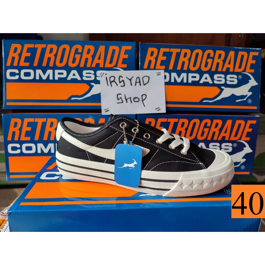 Sepatu Compass Retrograde Low Black White kompas hitam putih - 40