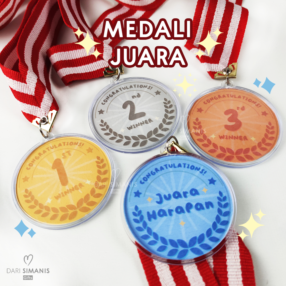 MEDALI JUARA LOMBA - medali juara satu dua tiga custom medali akrilik