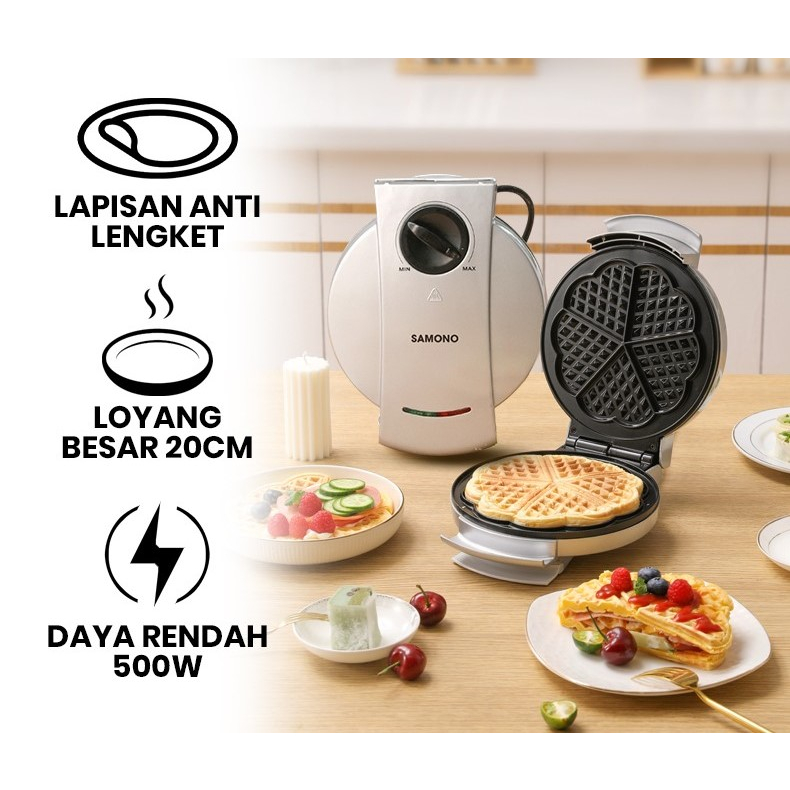 WAFLE CETAKAN WAFfLE MESIN ALAT WAFEL WAFFEL MAKER ANTI LENGKET LISTRIK ELECTRIC ELEKTRIK 20cm 500 w