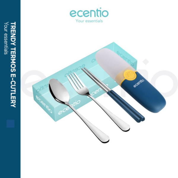 

Promo ecentio set alat makan 3pcs 430knife Sendok sendok garpu set stainless - Biru Limited
