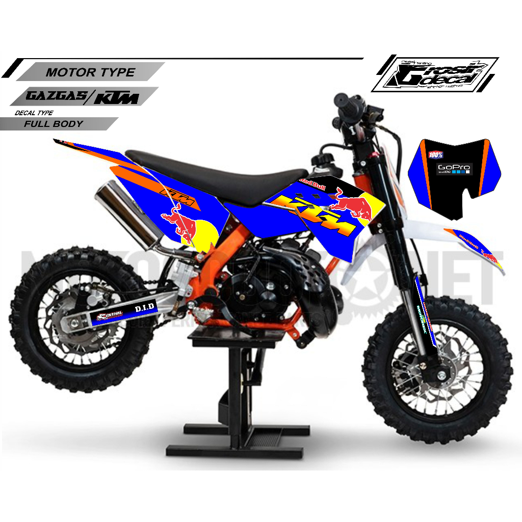 Decal Sticker Mini Trail KTM 50cc / Gazgas 50cc Redbull Full body Free Custom