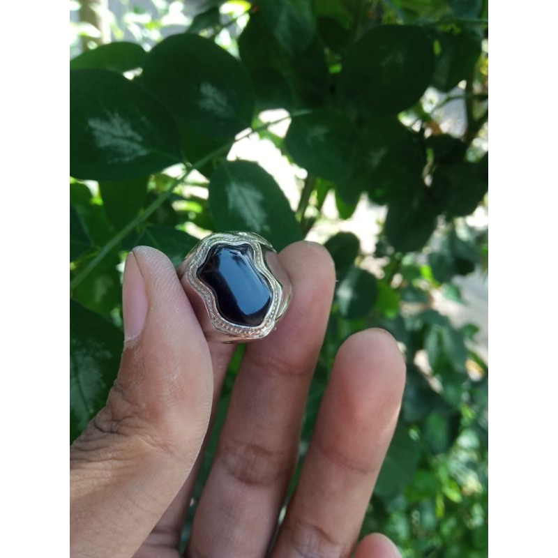 cincin batu Yaman Wulung terompah Baturaja asli / cincin akik batu Yaman Wulung terompah Baturaja as