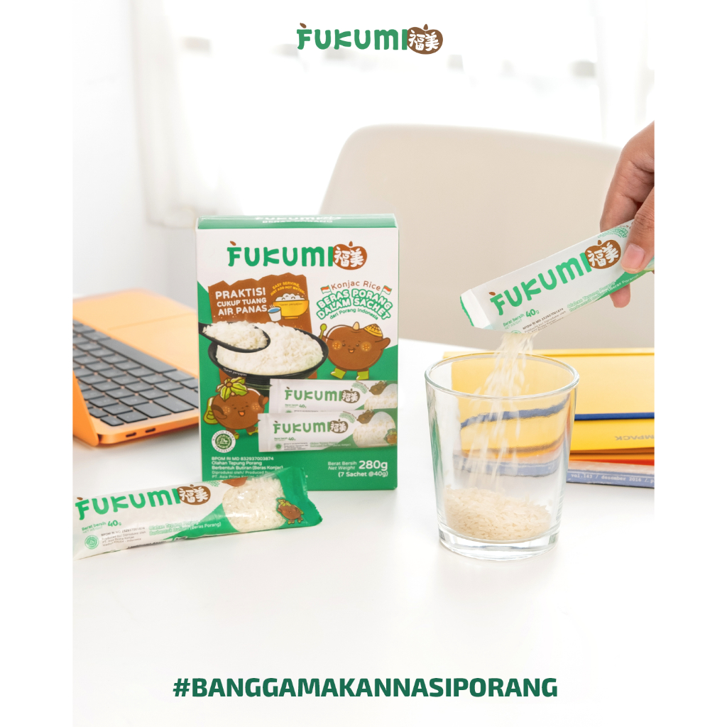 

Fukumi Beras Porang Box 280gr isi 7 sachet @40gr Konjac Rice Shirataki