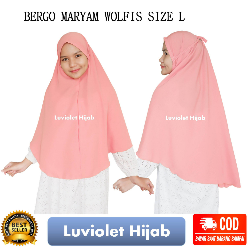 Luviolet hijab bergo maryam instan bahan wolfis premium grade A size L hijab kerudung hijab murah