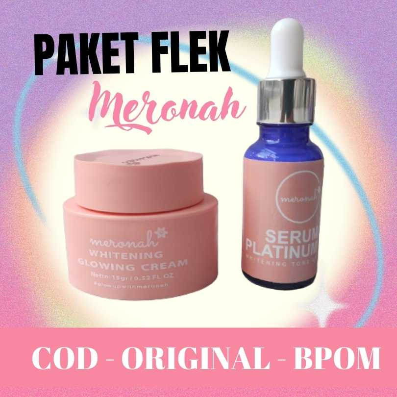 Meronah Paket Flek Hitam Cream Glowing 2in1 Dan Serum Platinum Untuk Kulit Wajah Flek Hitam Dan Beka