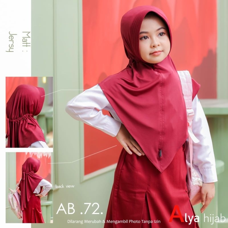 [ALYA] Hijab Anak Sekolah SD Maroon - Jilbab Anak Tanggung 3-9 Tahun - Kerudung Anak