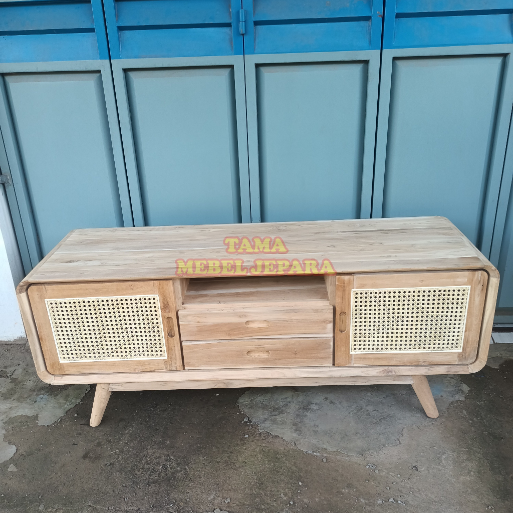 meja tv rotan ,ini,alis kayu jati jepara, rak tv rotan retro