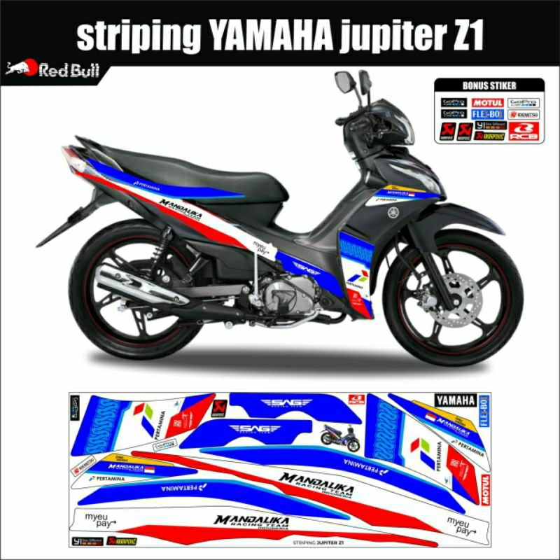 STIKER STRIPING MANDALIKA BUAT JUPITER Z1 / STICKER LIS VARIASI MOTOR JUPITER Z1 / STOCK DECALS YAMA