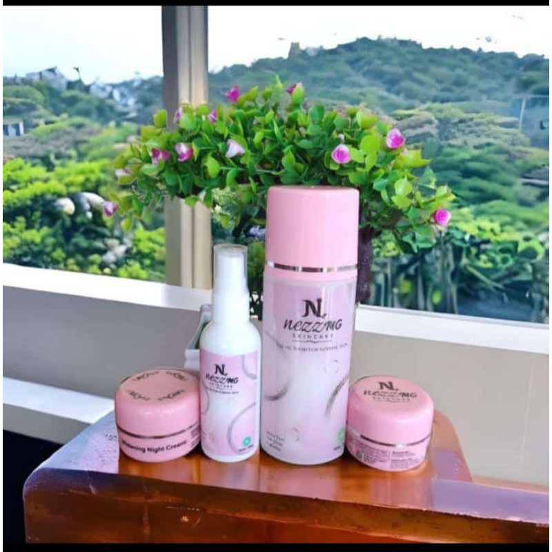 paket reguler normal nezzmg skincare isi nyh ada,toner cream siang dan cream malam dan cuci muka