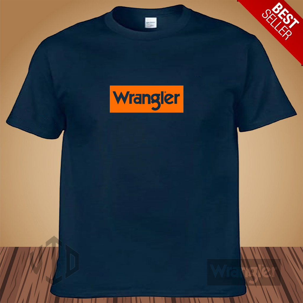 Kaos Keren Lengan Pendek LOGO WRANGLER  BLOK MOTIF ORANGE Distro Premium / Kaos Murah / Kaos Ukuran 