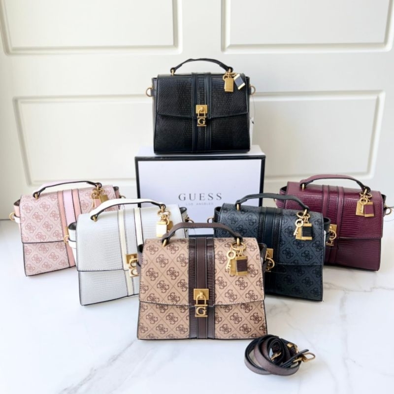 Guess Ginevra Logo Top Handle Flap Bag Original / Tas Guess Original New Arrival