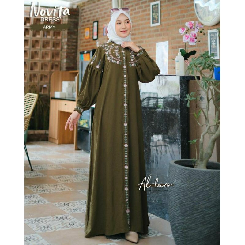 Novita Dress bordir ori gamis bordir ori by Al Faro