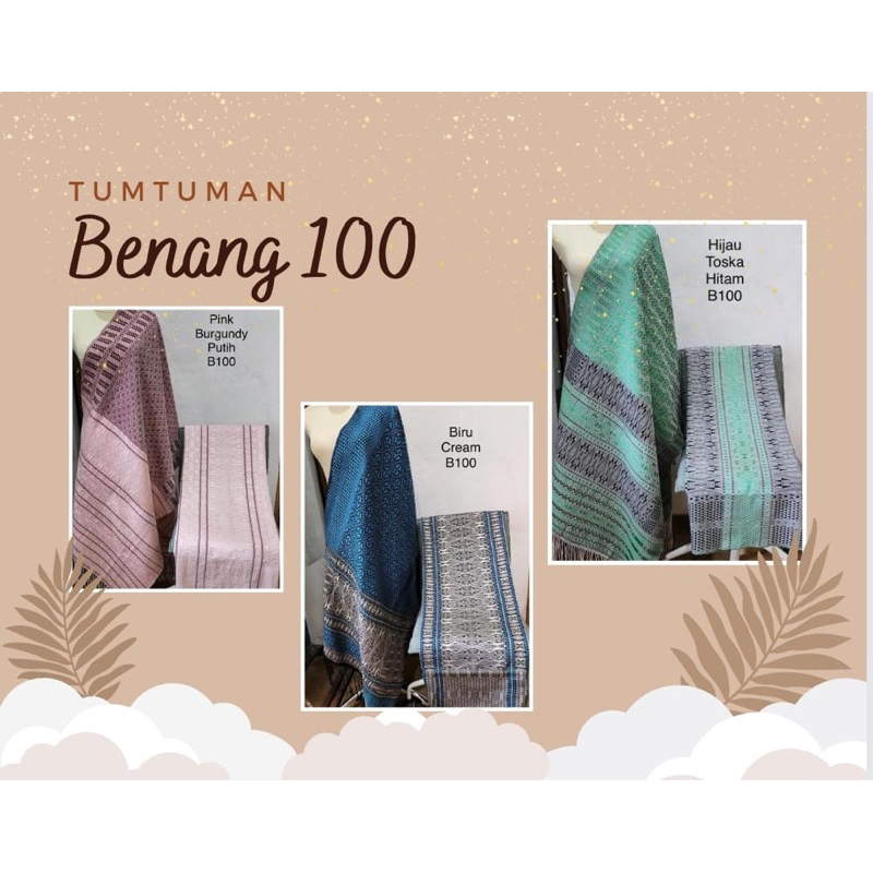 Songket Medan Tumtuman Tanpa Sambungan Biru hijau Benang 100