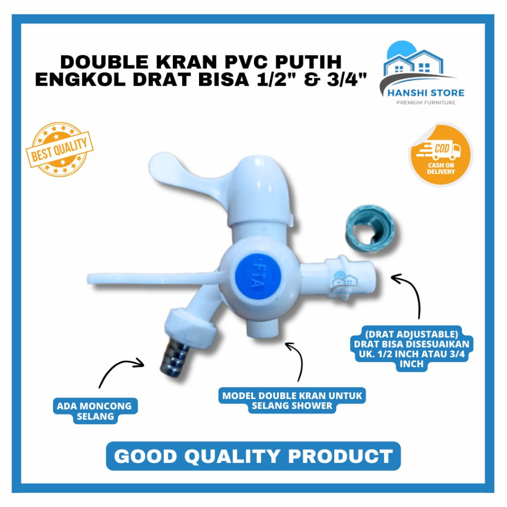 Kran Cabang / Kran Shower PVC Handle Engkol Merk FTA