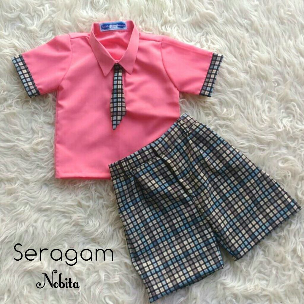 setelan Seragam Sekolah PAUD baju sekolah TK Pink