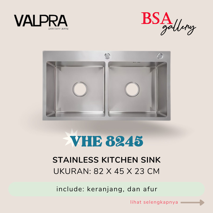 BAK CUCI PIRING STAINLESS 2 LUBANG / CHROME KITCHEN SINK VALPRA 8245