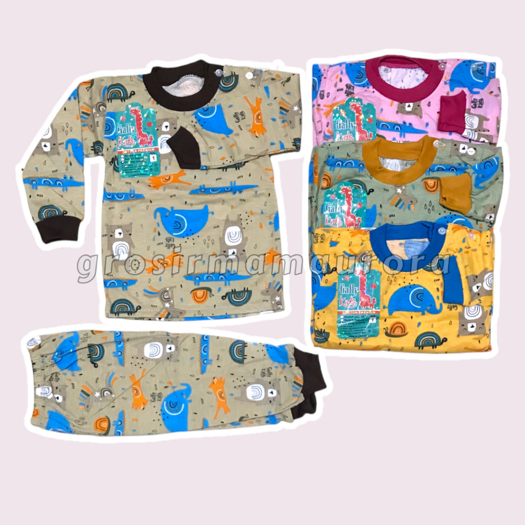 GAFFY KIDS SIZE 1 - SET PANJANG MOTIF GAJAH USIA 0-2 tahun