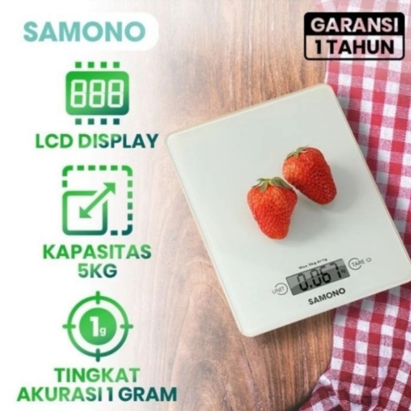 Samono Timbangan Elektrik dengan Tampilan LCD Display SW-KS02 Putih