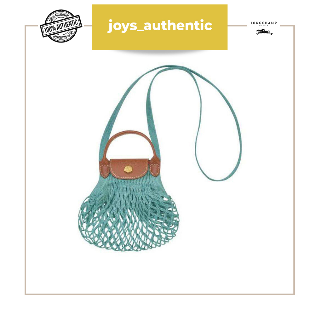 Tas wanita Longchamp filet top handle xs biru lagoon woman bag authentic original