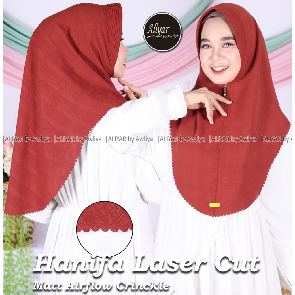 TERPOPULER KHIMAR HANIFA LASER CUT AIR FLOW CRINKLE ORIGINAL ALIYAR BY AWLIYA/ HIJAB INSTAN /KHIMAR