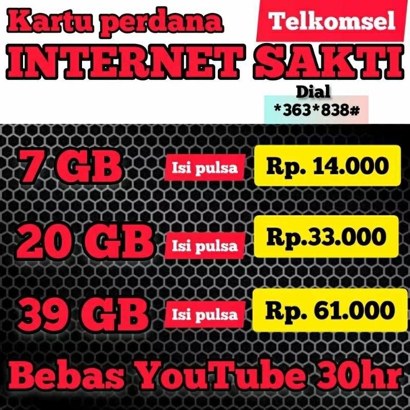 KARTU SAKTI 7GB,50GB/30hr TELKOMSEL JARINGAN 4G LTE