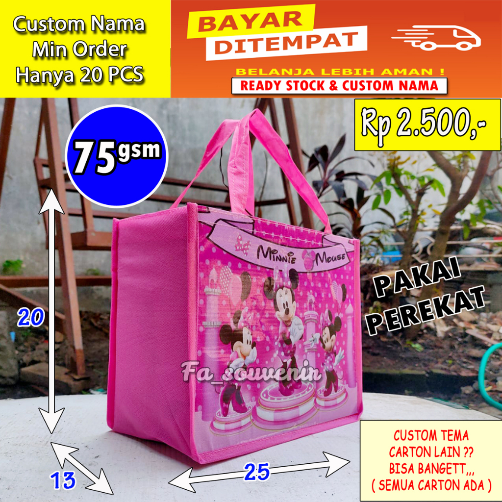 

Tas Ulang Tahun Custom Minnie Mouse Dan Ready Stock Tanpa Minim Order Bisa COD