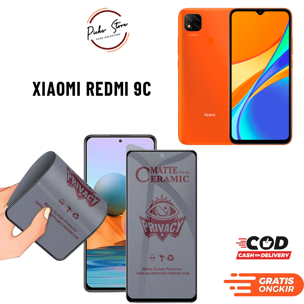 Anti Gores SPY Matte Xiaomi Redmi 9C - PRIVACY TEMPERED GLASS - TG Xiaomi Redmi 9C - ANTI GORES CERA