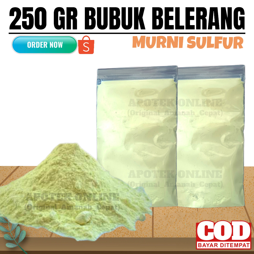 Bubuk Belerang / Sulfur Murni Obat Gatal 250 Gram - Belerang Bubuk Sulfur Murni Asli - Bubuk Beleran