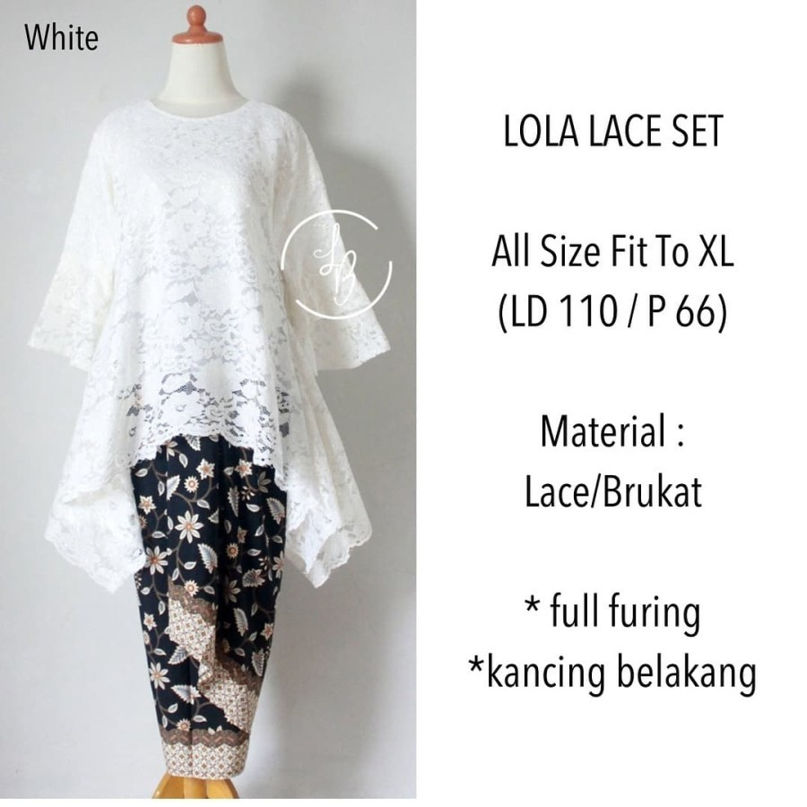 setelan kebaya /kebaya rinjani / setelan brukat / brukat modern /kebaya /kebaya rinjani /brokat Puti