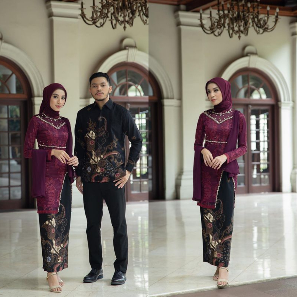 Ready Jumbo Xxl Bisa Cod - Kebaya Couple Jumbo Baju Kondangan Couple Brukat Kebaya Modern Kebaya Set