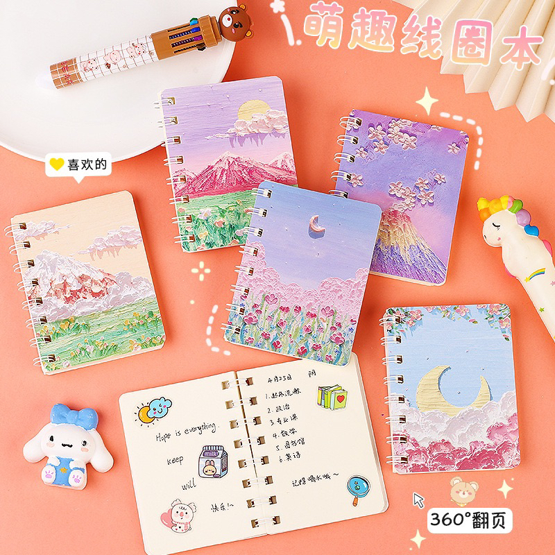 

ST01 Mini Notebook Ring A7 80 Lembar Motif Bunga 3D Buku Tulis Memo Catatan Diary Book Pocket Size Grosir Murah