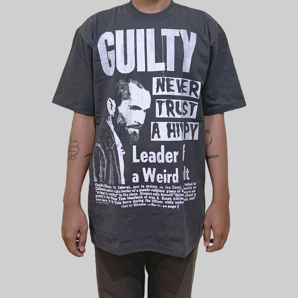 never trust a hippy charles manson t shirt original by psychocult