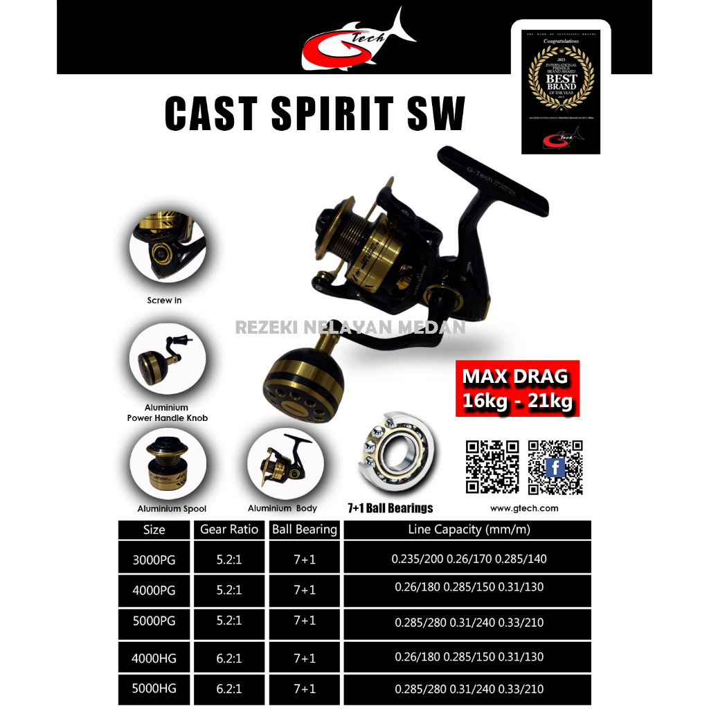 REEL G-TECH CAST SPIRIT SW