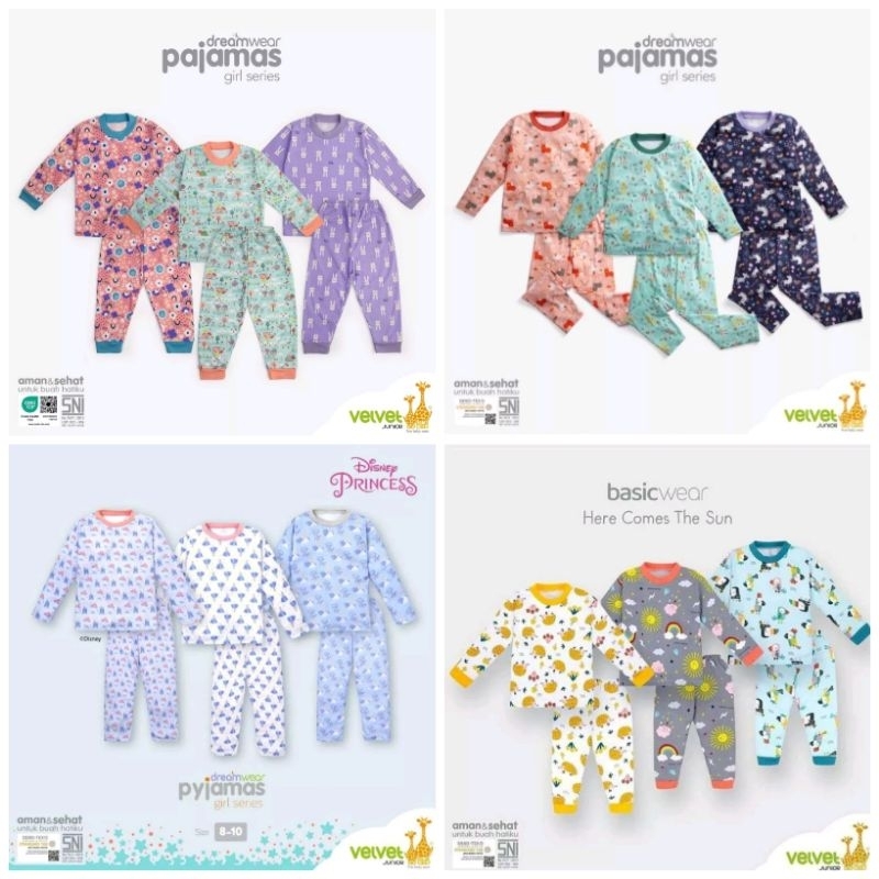 Velvet Junior Piyama Besar Spring Bluesky Big Stone Age Marvel Rainbow Princess Cinderella Stirling 