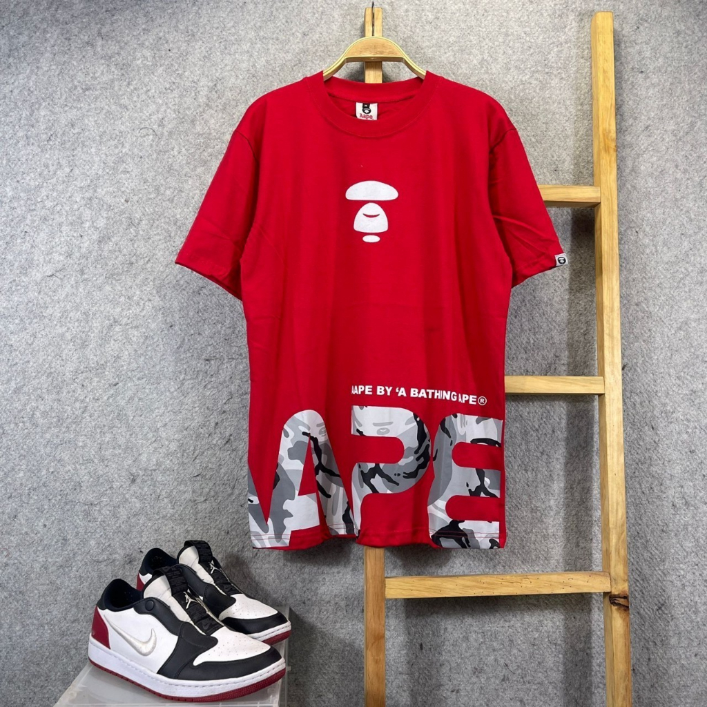 KAOS T SHIRT BAPE A BATHING APE AAPE DOWN RED