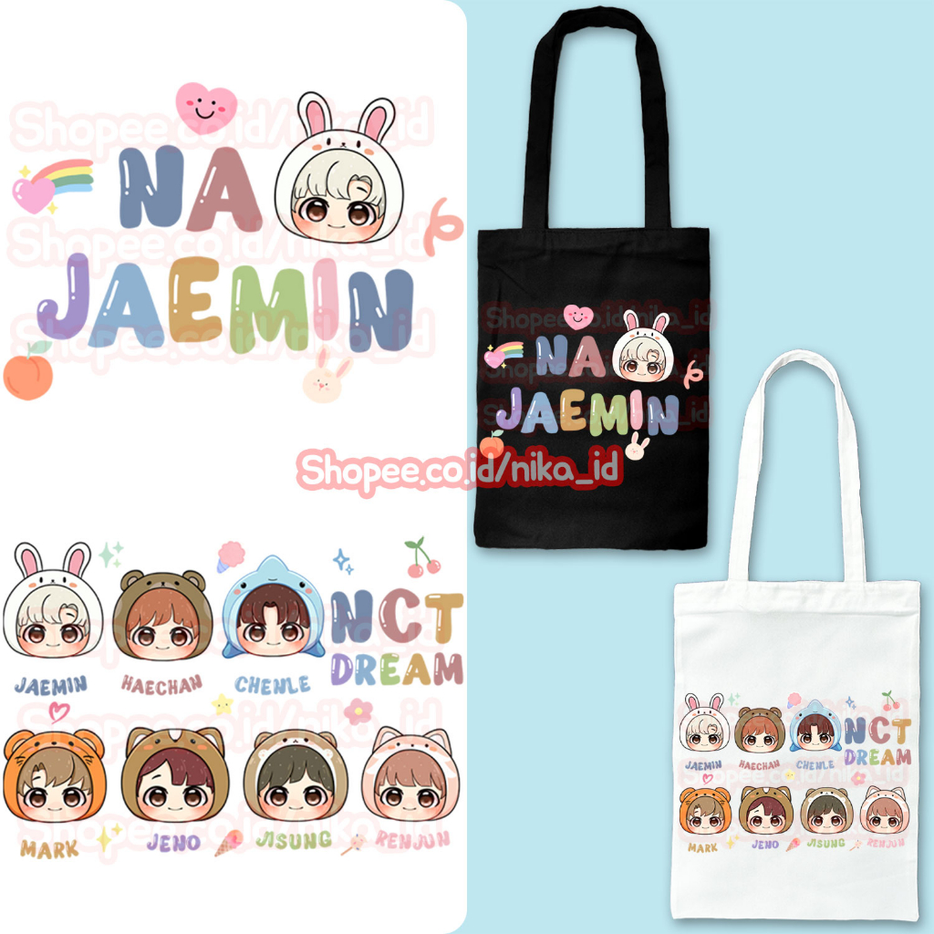 NEW TOTEBAG RESLETING NCT DREAM & NCT 127 HITAM / PUTIH KPOP TOTE BAG KANVAS GAMBAR KOREA TEBAL
