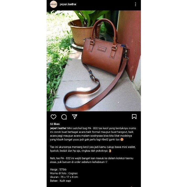 Tas Kulit Asli Pepari Leather/Mini Satchel/ Tas Wanita [PRELOVED]