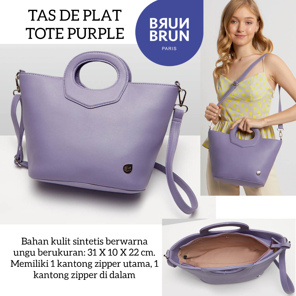 TAS DE PLAT TOTE PURPLE BRUNBRUN BRUN PARIS TAS TOTE SELEMPANG WANITA UNGU