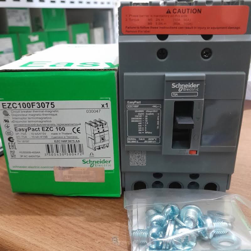 MCCB SCHNEIDER EZC100F3075 3P 75A 10KA BREAKER EZC100F 3PHASE
